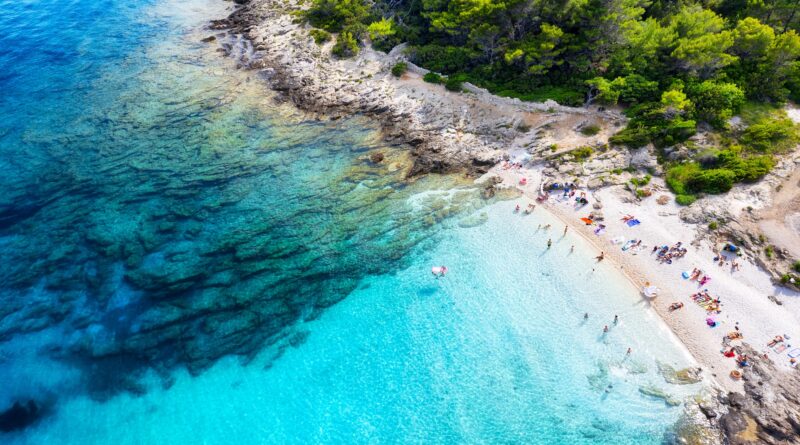 Beach and sea as a background. Seascape from air in the Croatia