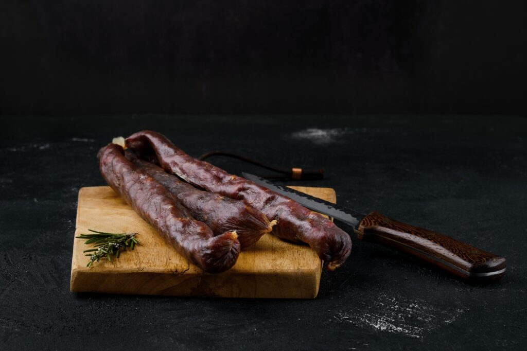Dry cured beef sausage