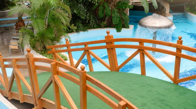 Indoor water park with colorful slides