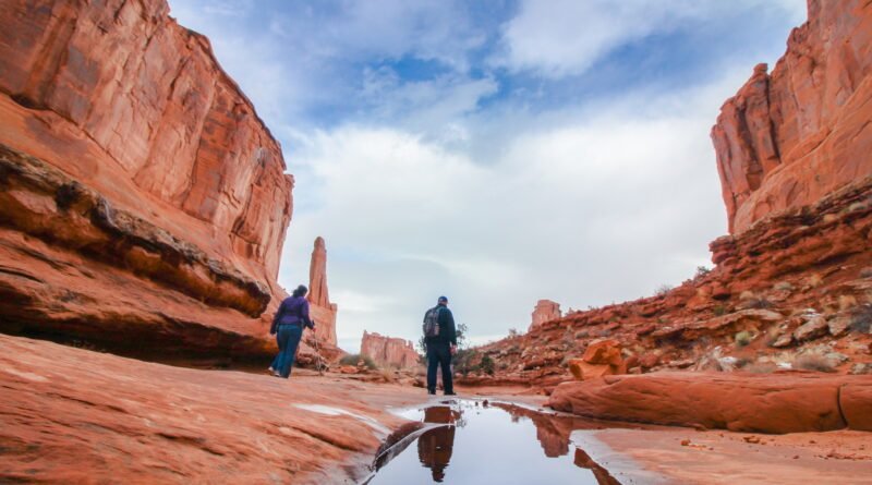 Inside Park Avenue at Arches National Park, Utah.